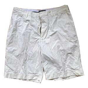 Abercrombie & Fitch Shorts Men's 34 Beige Flat Front Chino 10" Inseam Shorts